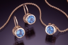 Caged facet blue topaz