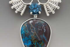 Chrysacolla & blue topaz pendant