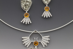Pyrite pendant & earrings