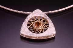 silver citrine triangle pendant